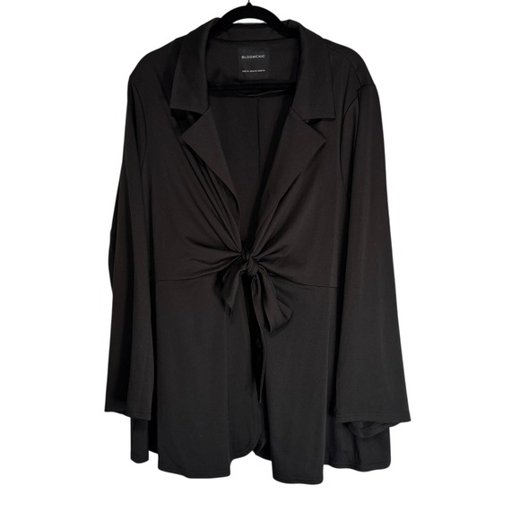 BLOOMCHIC Black Tie Front Long Sleeve Blazer Jacket Plus Size 22 24 - Picture 3 of 11